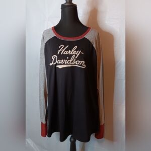 Harley-Davidson Women's 3X Marled (Heathered) Long Sleeve Tee Embroidered Logo